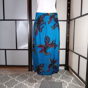 Vintage 70s Turquoise Hippie Bohemian Mermaidcore Medium Midi Skirt